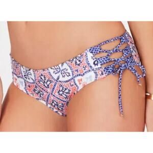 Michael Kors Sea Coral Tile Tie Side Bikini Bottom S NWT